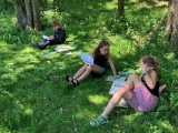Odpolední vyučování čtvrťáků u Zámeckého rybníka